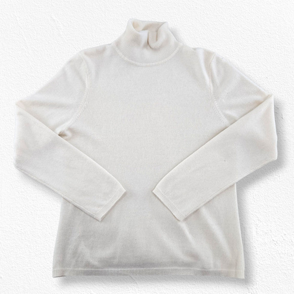 Y2K Charter Club Ivory White 100% Cashmere Turtleneck Knit Sweater Size Large - Picture 2 of 13